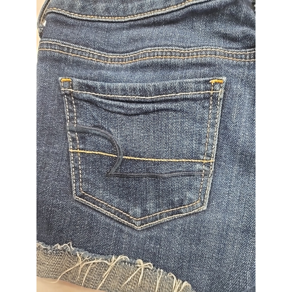 American Eagle Low Rise Denim Shorts Size 0 Y2K Distressed Cutoff Festival - Picture 12 of 12
